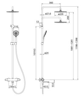 Душевая система с тропическим душем IDDIS Torr TORSBBTi06-S с термостатом хром